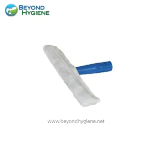 Clog remover with blue handle and white absorbent head for drain cleaning and sanitation.