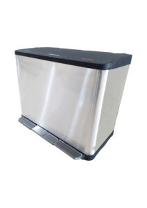 Stainless steel automatic hand sanitizer dispenser for hygiene and infection control.