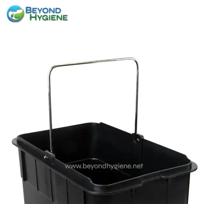 Linen cart with a metal handle for hygienic linen transportation and storage in healthcare, hospitality, or cleaning facilities.
