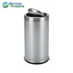 Stainless steel touchless trash can for commercial and office hygiene, ideal for Asia sanitation needs. Durable, hygienic, and vandal-resistant waste disposal solution.