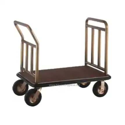 Heavy-duty stainless steel service trolley for hospital, hotel, and industrial use, featuring four durable wheels and safety handles. Perfect for efficient sanitation and logistics.