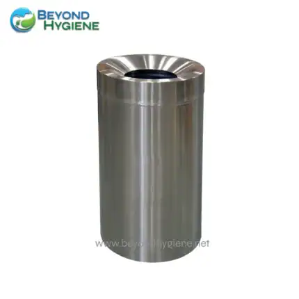 Stainless steel touchless trash bin for hygienic waste disposal, ideal for commercial and public spaces in Asia. Durable and easy to clean design by Beyond Hygiene Asia.