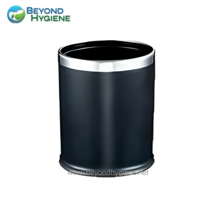 Black stainless steel trash bin for hygienic waste disposal, ideal for commercial and public spaces in Asia. Durable and easy to clean, enhancing hygiene standards.