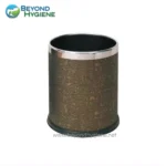 Trash can with Egyptian hieroglyphics design, stainless steel with black interior, ideal for hygiene and sanitation solutions in Asian markets for modern waste management.