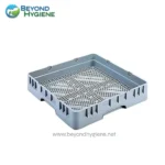 Surface cleaning drying rack, durable plastic with drainage grid for efficient hygiene and sanitation. Ideal for commercial kitchen and industrial cleaning facilities in Asia.