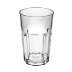 Clear glass of water with a textured design, representing hygiene and cleanliness.