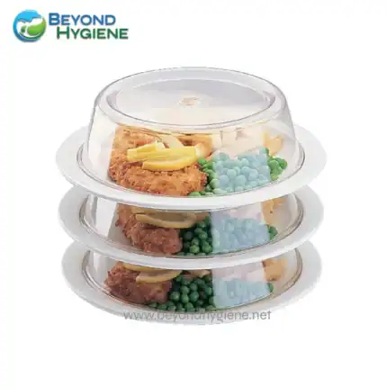 Orange container with transparent lid for food takeaway and catering services in Asia, emphasizing hygiene and freshness for food packaging.