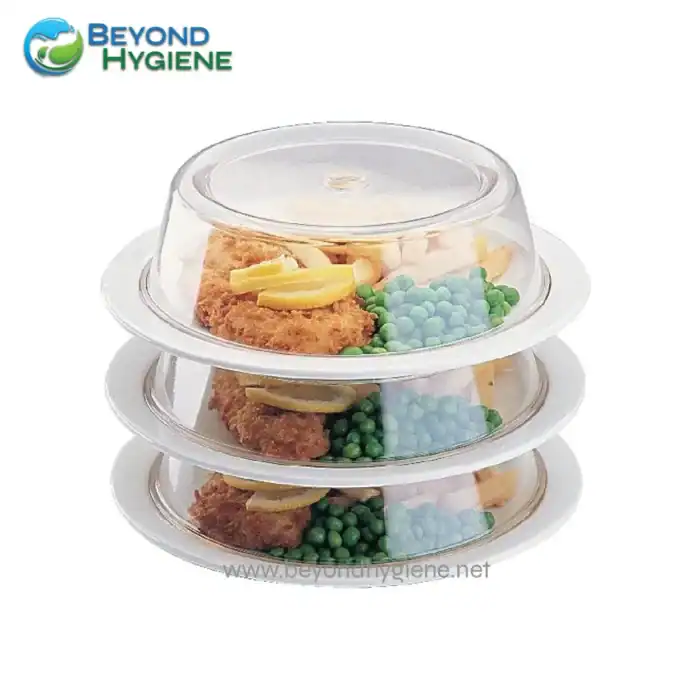 Orange container with transparent lid for food takeaway and catering services in Asia, emphasizing hygiene and freshness for food packaging.