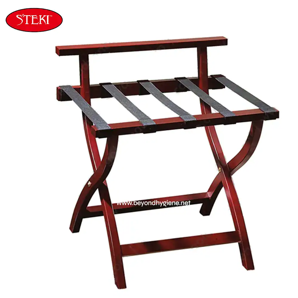UGA-NFJ-48 Red wooden outdoor garden bench with black slats for seating, ideal for patios and parks, featuring sturdy construction and stylish design, perfect for relaxation and social gatherings.