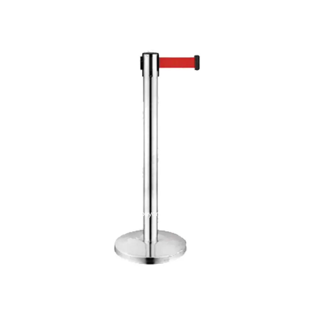 UGA-UFY-RB632-MR Stainless steel retractable queue barrier post for queue management and social distancing at Beyond Hygiene Asia.