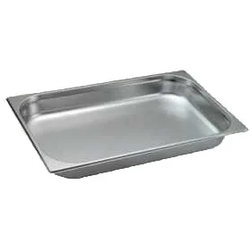 Stainless steel serving tray for catering and food service, durable and hygienic design.