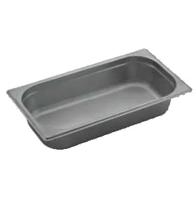Stainless steel serving tray for commercial food service and catering, durable and easy to clean.