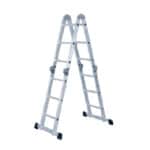 Aluminum stepladder for maintenance and cleaning tasks, versatile and sturdy workspace solution.