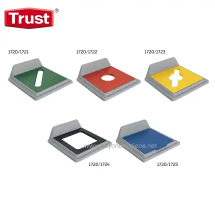 Green V-shaped floor drain grate for hygiene and drainage systems.