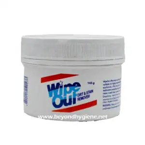 Wipeout dirt stain remover container, cleaning product for stain and dirt removal - Beyond Hygiene Asia image for SEO.