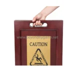 Caution fire safety door with hazard warning sign, used in commercial and industrial settings in Asia, emphasizing hygiene and safety protocols.