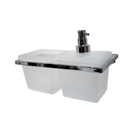 Automatic hand wash station with dual soap dispensers and sleek modern design for commercial and hygienic environments.
