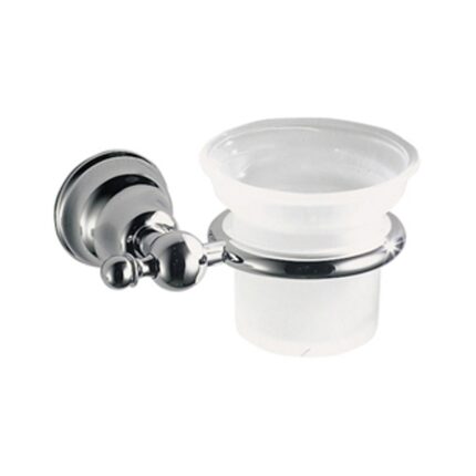 Polished stainless steel wall-mounted soap dish holder with transparent soap container, ideal for hygienic bathroom and hygiene solutions from Beyond Hygiene Asia.