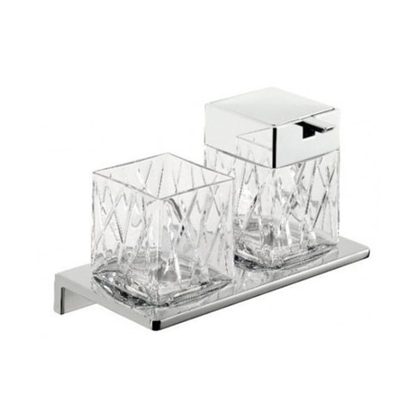 product_20180420-070917_5ad9921d3e24a Square clear acrylic cup holders with a chrome dispenser on a sleek stainless steel tray for enhanced hygiene and organization. Perfect for office, restaurant, or hospitality settings.