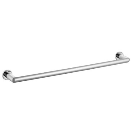 Understated stainless steel grab bar for bathroom safety and accessibility.
