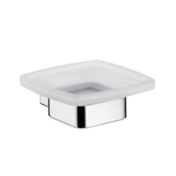 product_20180426-023930_5ae13be268630 Square soap dish with a sleek, modern design, perfect for bathroom or kitchen use, Made of durable material, featuring a chrome finish and raised edges to keep soap dry and secure.