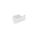 White plastic wall mount bracket for hygiene equipment, suitable for bathroom or sanitation fixtures. Durable and easy to install, ensuring reliable support for hygiene tools.