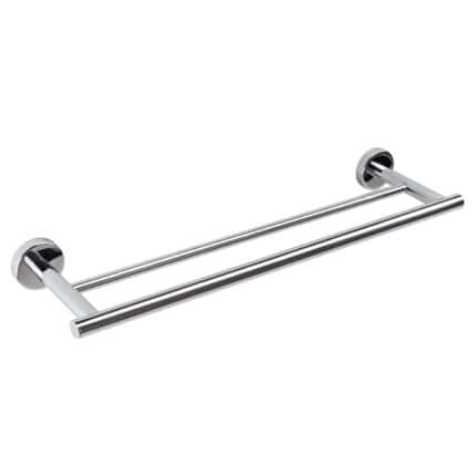 Shower towel bar, polished chrome finish, modern bathroom accessory, durable and stylish for hotel or home use.