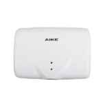 AIKE hand dryer, sleek white sanitary equipment, ideal for public restrooms, promotes hygiene, fast drying, energy-efficient solution for commercial bathrooms at Beyond Hygiene Asia.