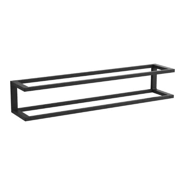 product_20230417-001720_643c90100c043 Wall-mounted black metal bathroom shelf for organization and storage.