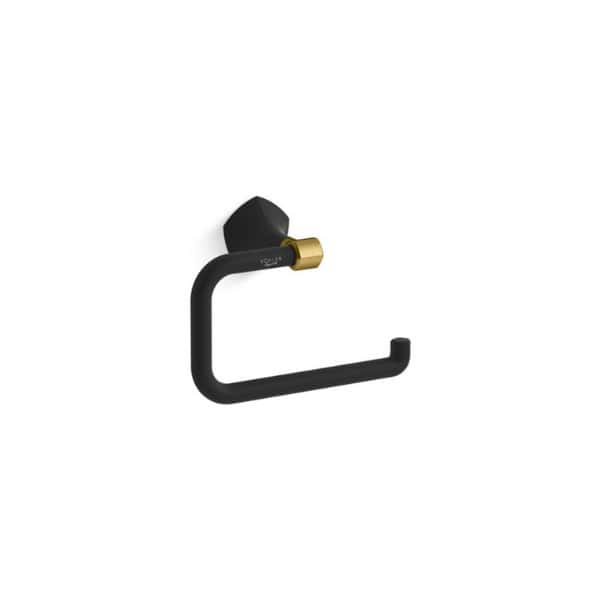 product_20230417-085528_643d0980512d8 Hand towel ring with black matte finish and gold accent, modern bathroom accessories from Beyond Hygiene Asia.