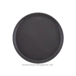 Black rubber tray used for hygiene and sanitation purposes, designed for commercial or industrial cleaning environments. Suitable for serving or organizing cleaning supplies in hygiene-focused settings.