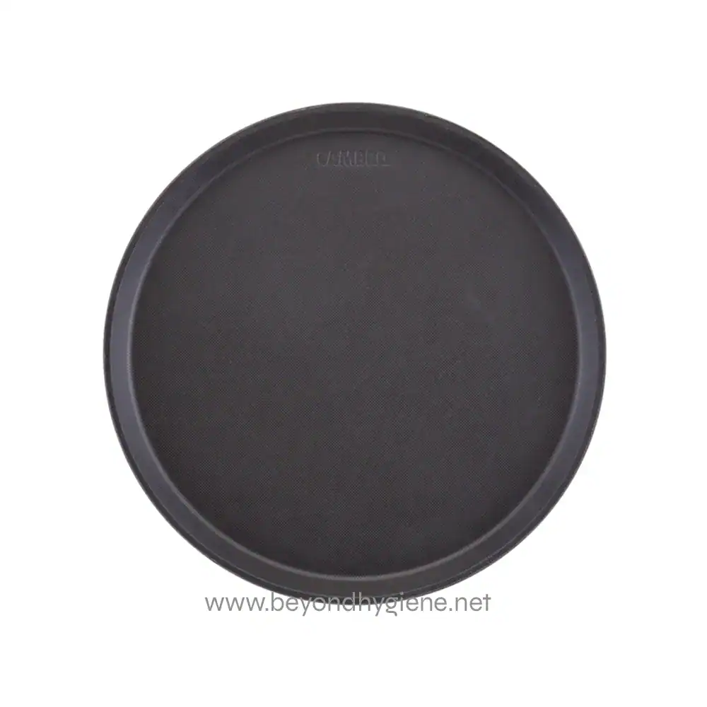 Black round rubber door stop for hygiene and safety applications in Asian healthcare and sanitation environments.