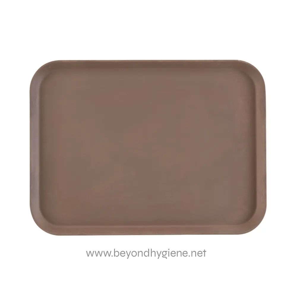 Stainless steel hygiene service tray for professional cleaning and sanitation in hygienic environments.