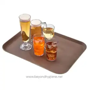 Golden and amber-colored beers served in various glasses on a brown tray, emphasizing beverage safety, hygiene, and alcohol consumption standards in Asian hospitality environments.