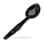 Compact black measuring scoop for hygiene and sanitation applications, ideal for precise ingredient or chemical transfer, suitable for industrial cleaning or food processing environments.
