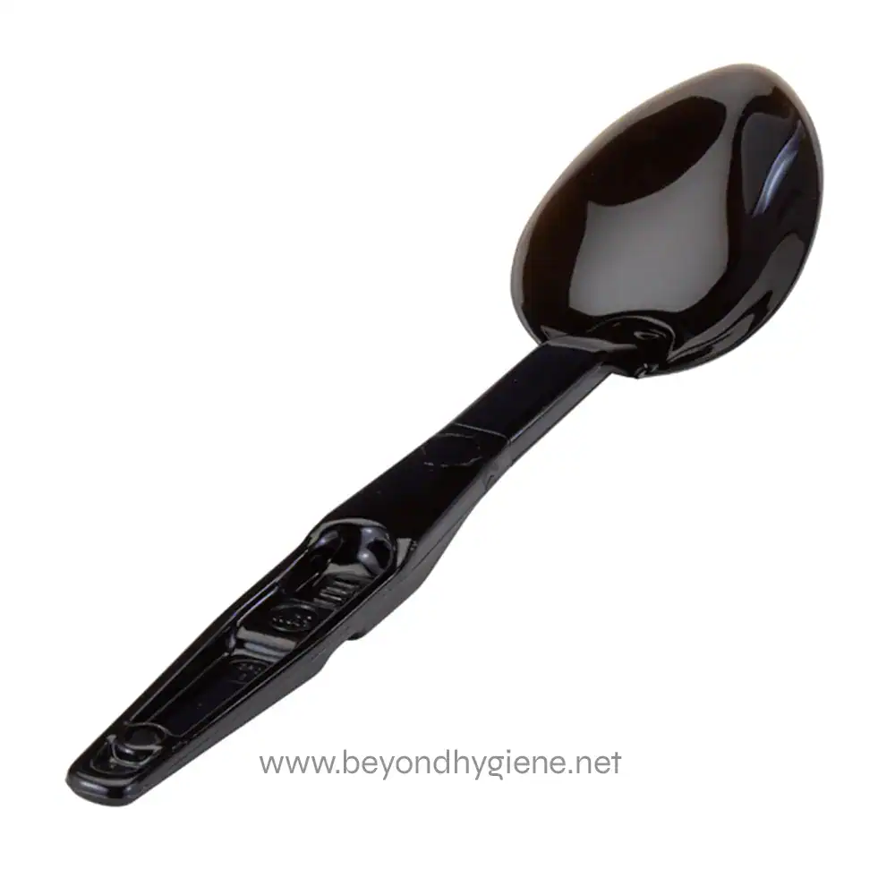 0048600_1 Compact black measuring scoop for hygiene and sanitation applications, ideal for precise ingredient or chemical transfer, suitable for industrial cleaning or food processing environments.