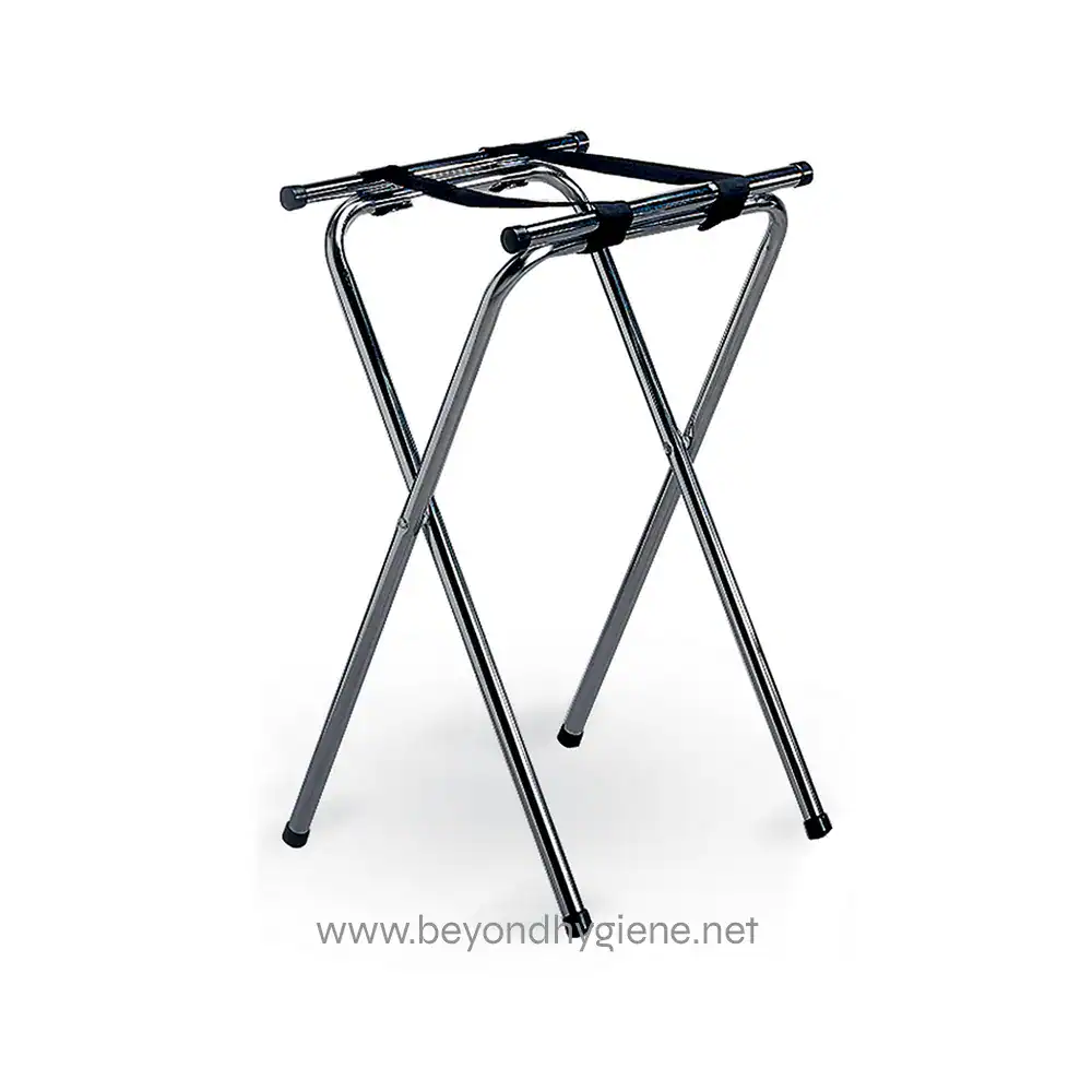 1 Aluminum wheelchair transport stand for healthcare facilities and mobility assistance.