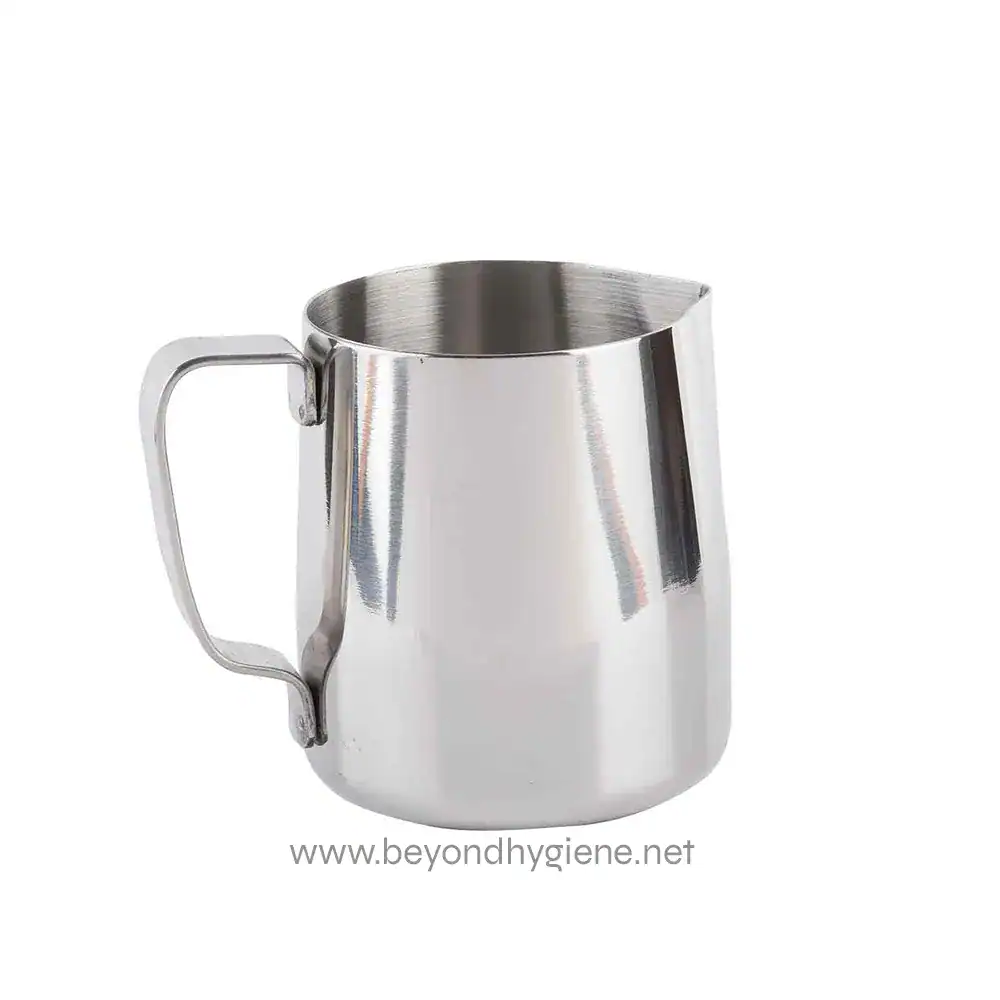 14 Oz Frothing Cup Stainless steel mug for industrial and hospitality hygiene solutions, durable and easy to clean.