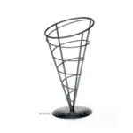 Metal cone-shaped umbrella stand for commercial or home use, durable steel construction, modern design. Perfect for organizing umbrellas in rainy season or office entrance.