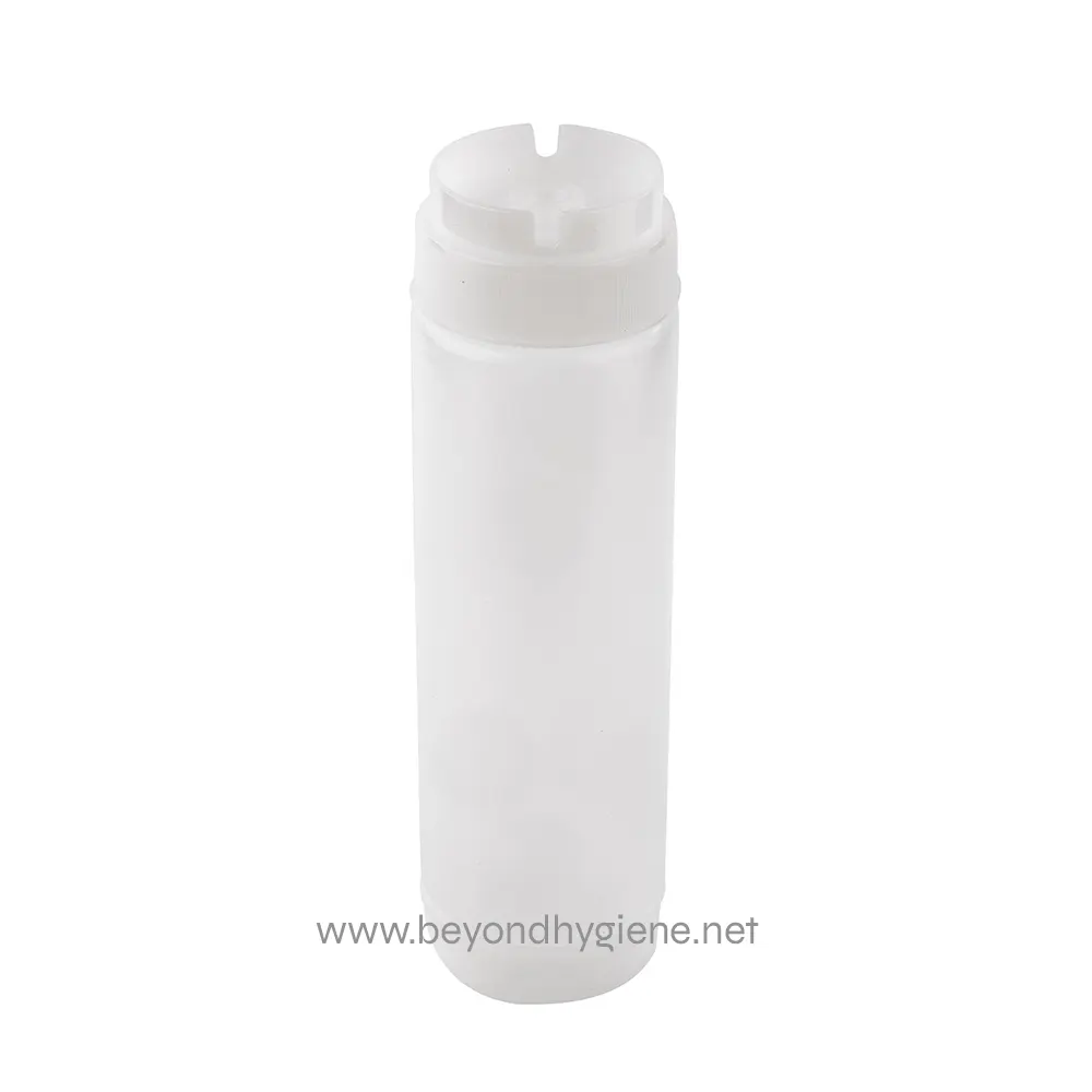 InvertaTop Acrylic white plastic bottle with a flip-top lid for hygiene product storage.
