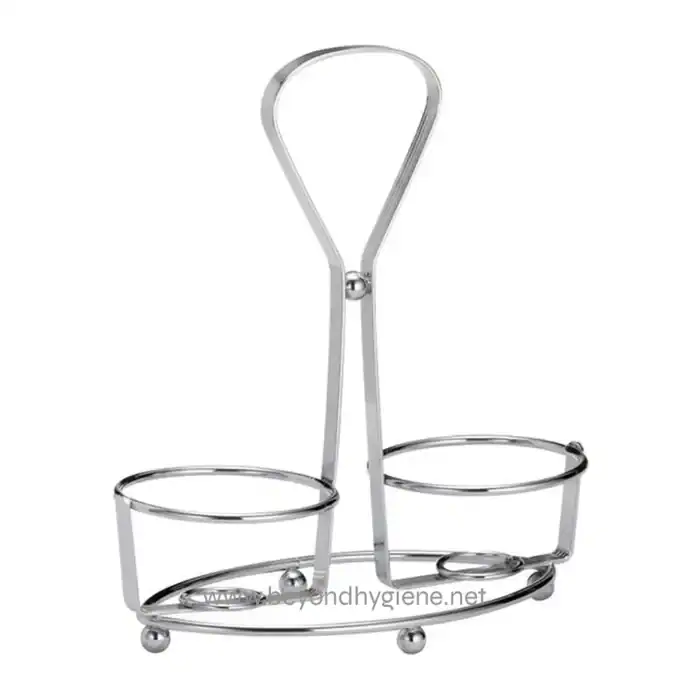 Antimicrobial metal rack for organizing hygiene supplies, ideal for commercial and healthcare settings, enhancing cleanliness and sanitation.