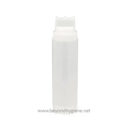 Refill sanitizer bottle for hygiene products, clean and minimalist design.