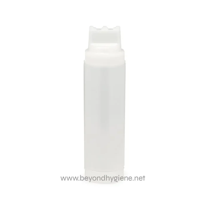 Refill sanitizer bottle for hygiene products, clean and minimalist design.