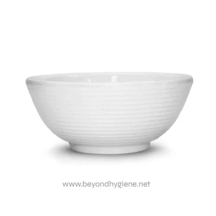 White ceramic bowl for hygiene and sanitization purposes, ideal for Asian markets, featuring minimalist design.