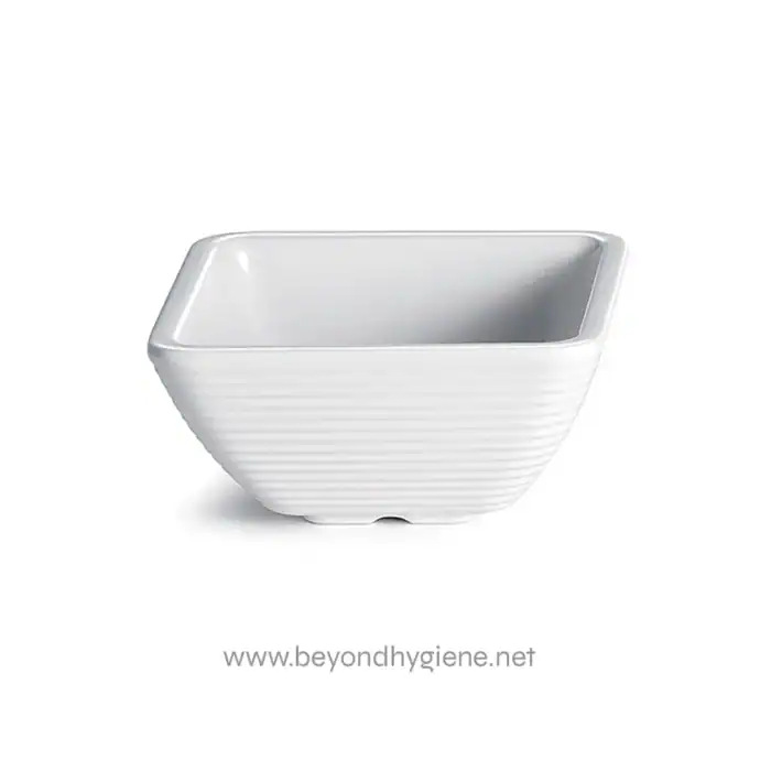Ceramic rectangular washbasin with horizontal ribbed design, ideal for modern bathroom decor. Durable and stylish for high-quality hygiene standards from Beyond Hygiene Asia.
