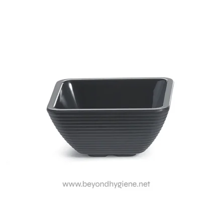 Tablecraft 4 Oz Black Square Ribbed Ramekin