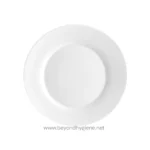 Smooth white ceramic plate, ideal for dining and catering needs, emphasizing hygiene and quality in Asian food presentation.