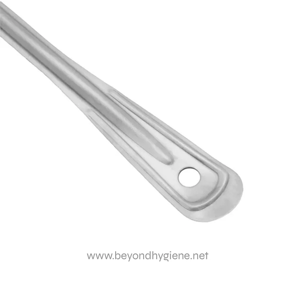 1088458 Stainless steel spatula used for food prep and cooking, featuring a long handle and a flat, wide blade for easy flipping and serving. Durable kitchen utensil from Beyond Hygiene Asia.