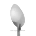 Stainless steel spoon used for hygiene and food service, featuring a sleek modern design. Perfect for commercial kitchens and catering, ensuring cleanliness and durability.