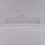 Optical clear acrylic soap or sanitizer dispenser tray for hygiene and sanitation maintenance.